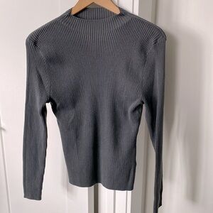 Ribbed Mock-turtleneck Knit Top